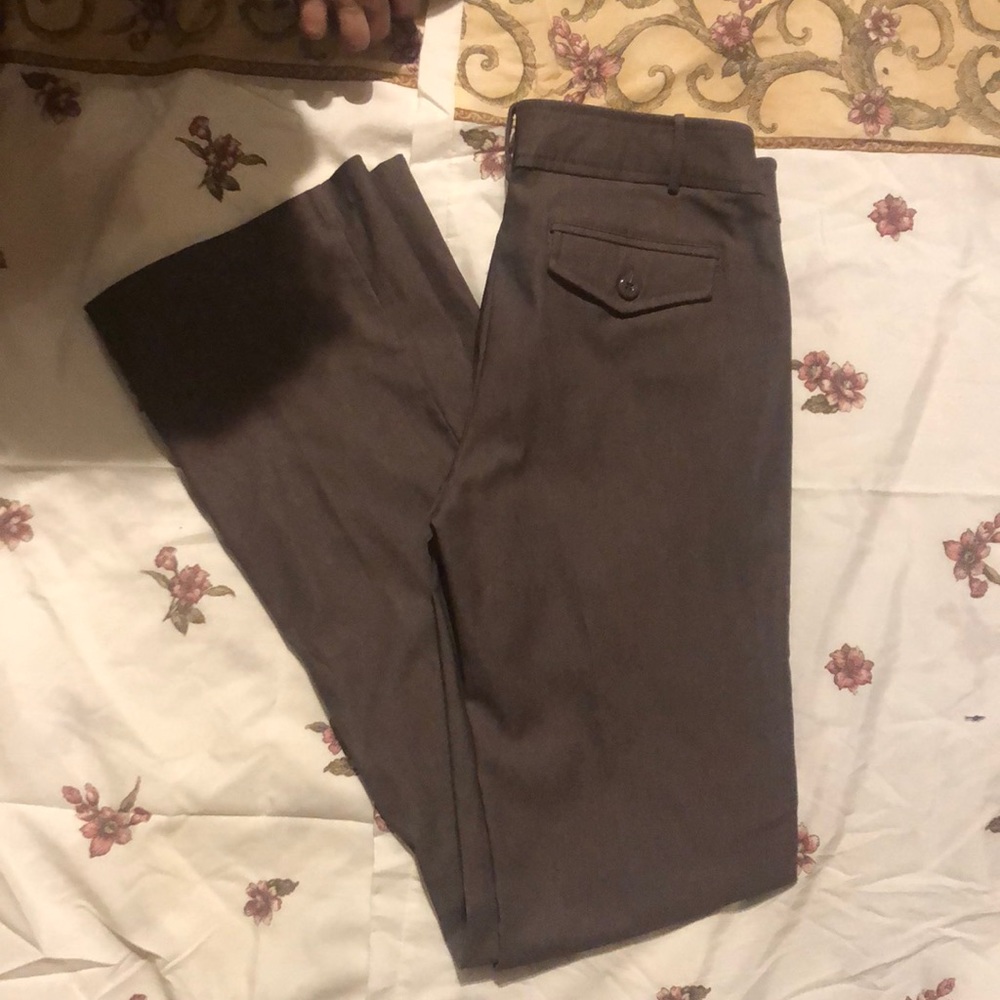 Brownish dress pants.
